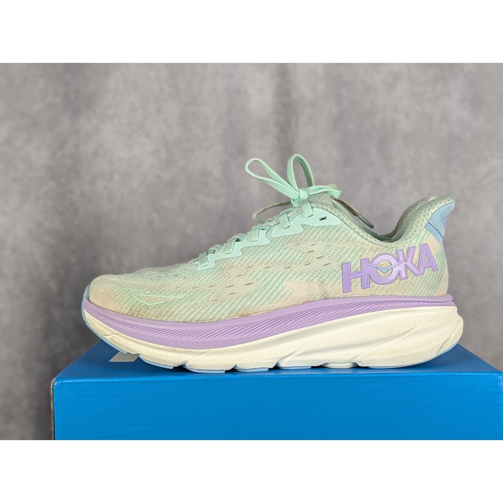 Hoka Clifton 9‎ Womens Running Shoes Sea Glass Orchid Mauve Size 7.5B